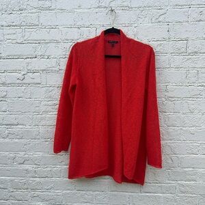 Eileen Fisher linen/cotton vibrant orange cardigan sweater sz s